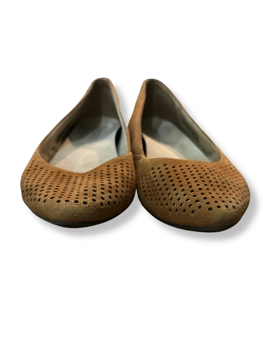 Vionic Women's Tan Perforated Pointed-Toe Flats